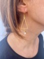 Pendientes triángulo con piedra cristal 